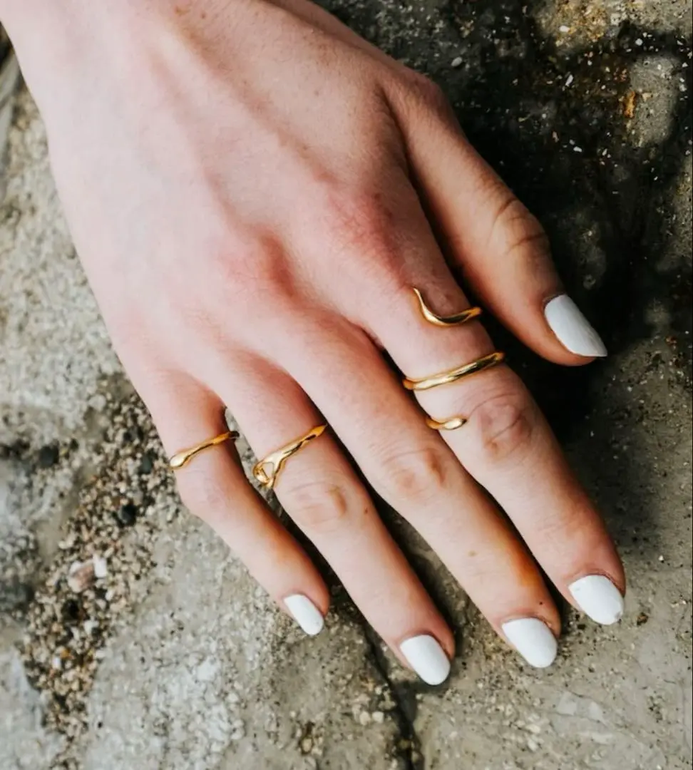 新品^_^sykia✖️mao★リング sykia_official New Arrival Oval Stone Ring - Silver