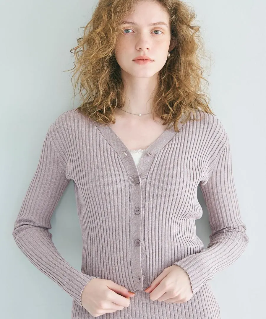 Thumbnail of coca Melange Knit Cardigan Long Sleeve Light Beige (S)