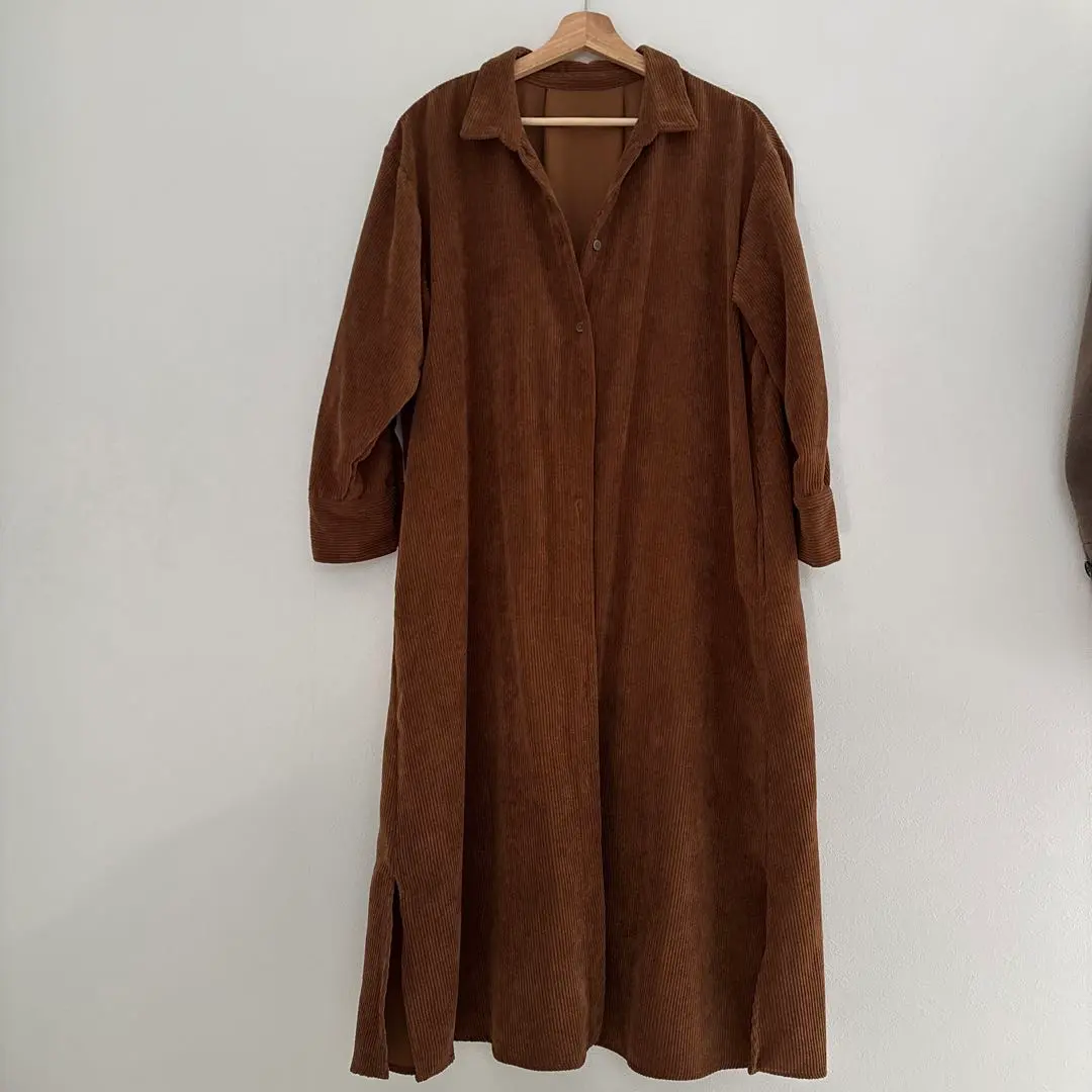 Thumbnail of Brown corduroy long dress