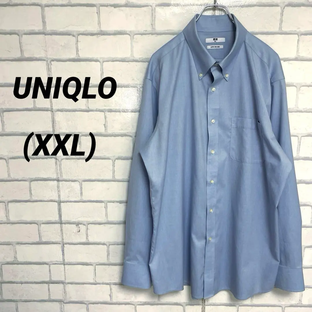 UNIQLO 優衣庫 超級免燙 牛津紡鈕扣領襯衫 藍色 XXL 的縮圖