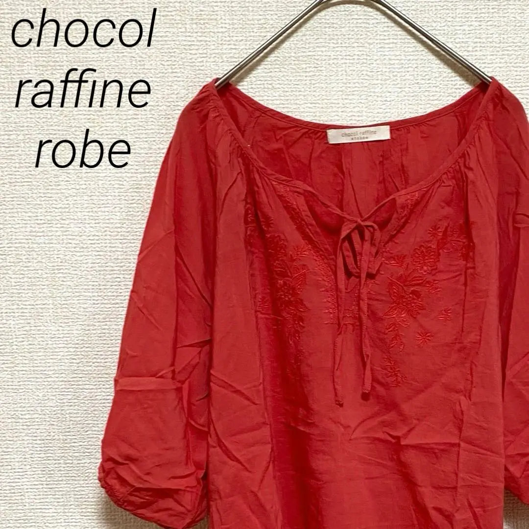 chocol raffine robe 襯衫 花卉刺繡 五分袖 寬鬆 的縮圖