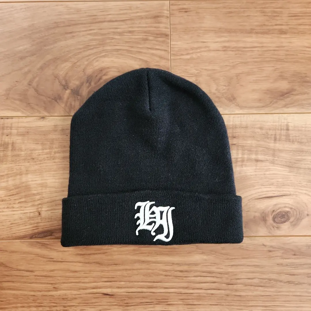 黑色刺繡Logo針織帽 的縮圖