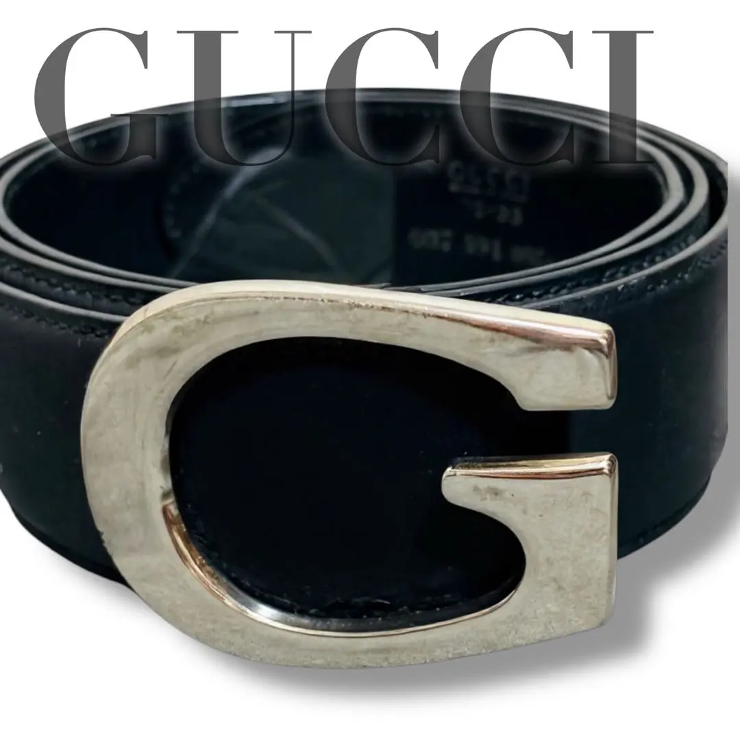GUCCI 古馳 G字扣 皮革腰帶 真皮 黑色 男士 經典熱賣 的縮圖