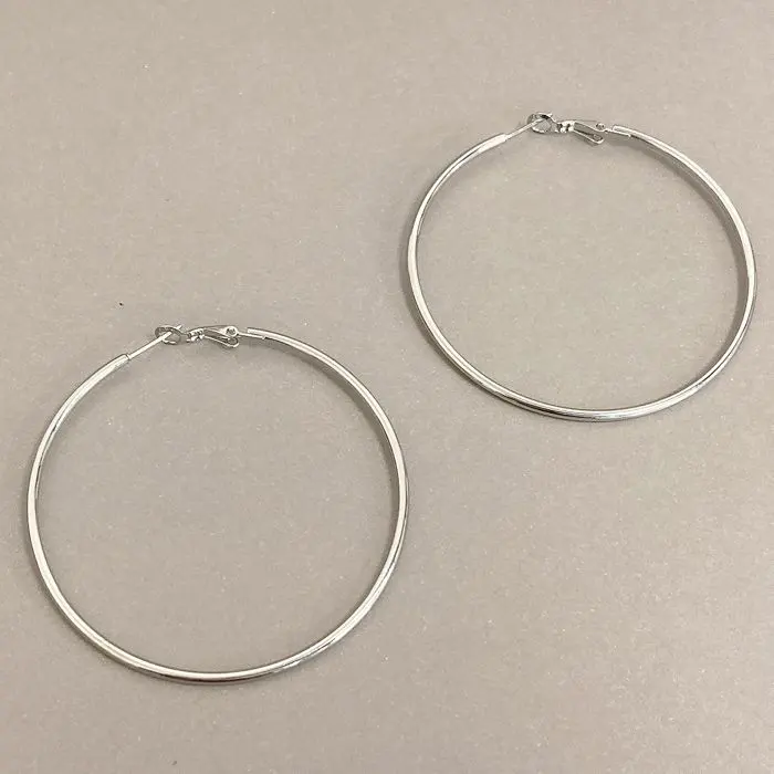 Thumbnail of Surgical Stainless Steel ☆ Big Slim Hoop Earrings / Silver B0881-60