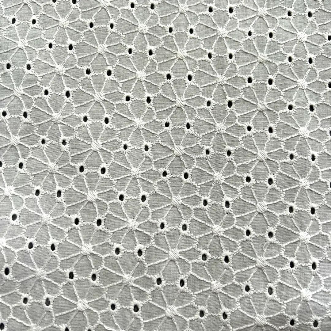 Thumbnail of Cotton Lace Embroidery Fabric White Floral Pattern 50cm