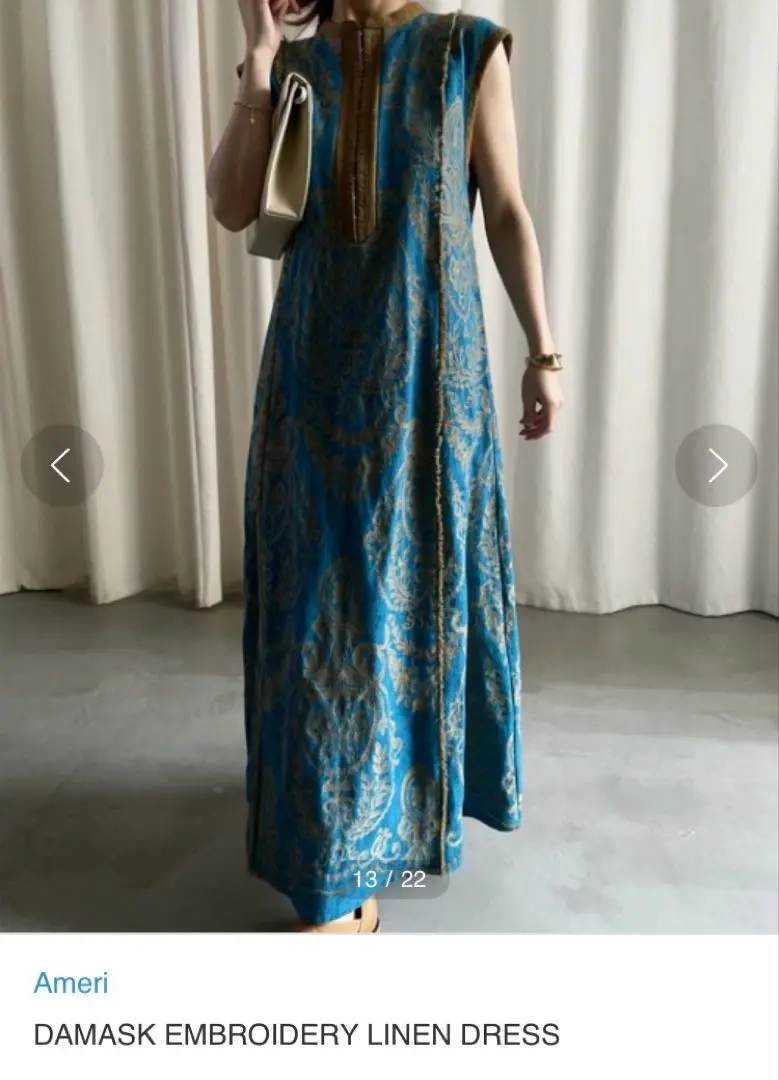ワンピース AMERI DAMASK EMBROIDERY LINEN DRESS Ameri（アメリ）の「DAMASK EMBROIDERY LINEN DRESS（ワンピース