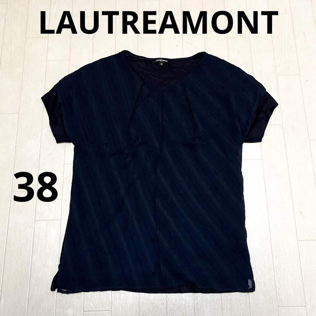 Thumbnail of Yu159★ LAUTREAMONT Short Sleeve Color Block Cut and Sew Blouse Navy
