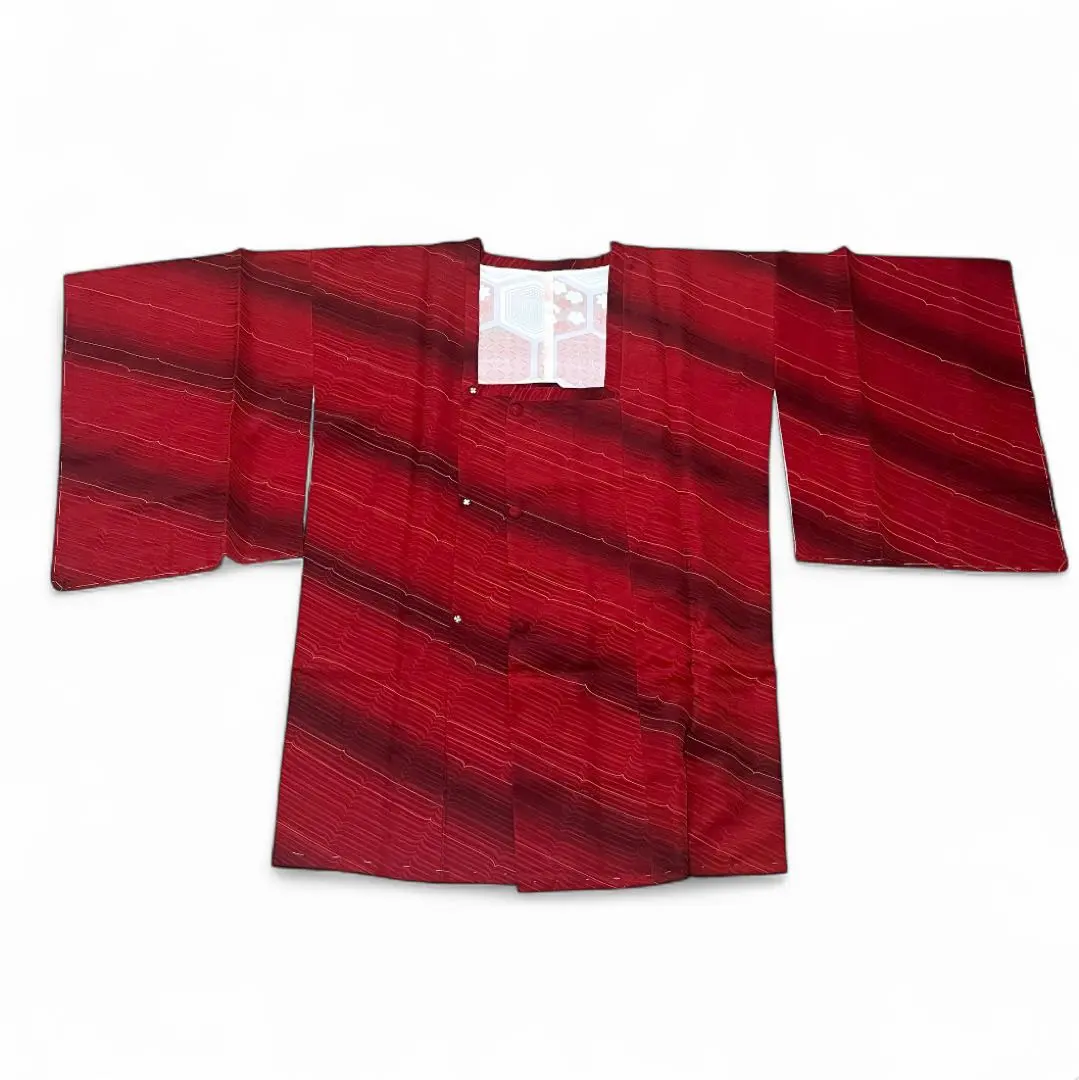 昭和復古 深紅 漸變 條紋 和服 和裝 道行外套 羽織 的縮圖