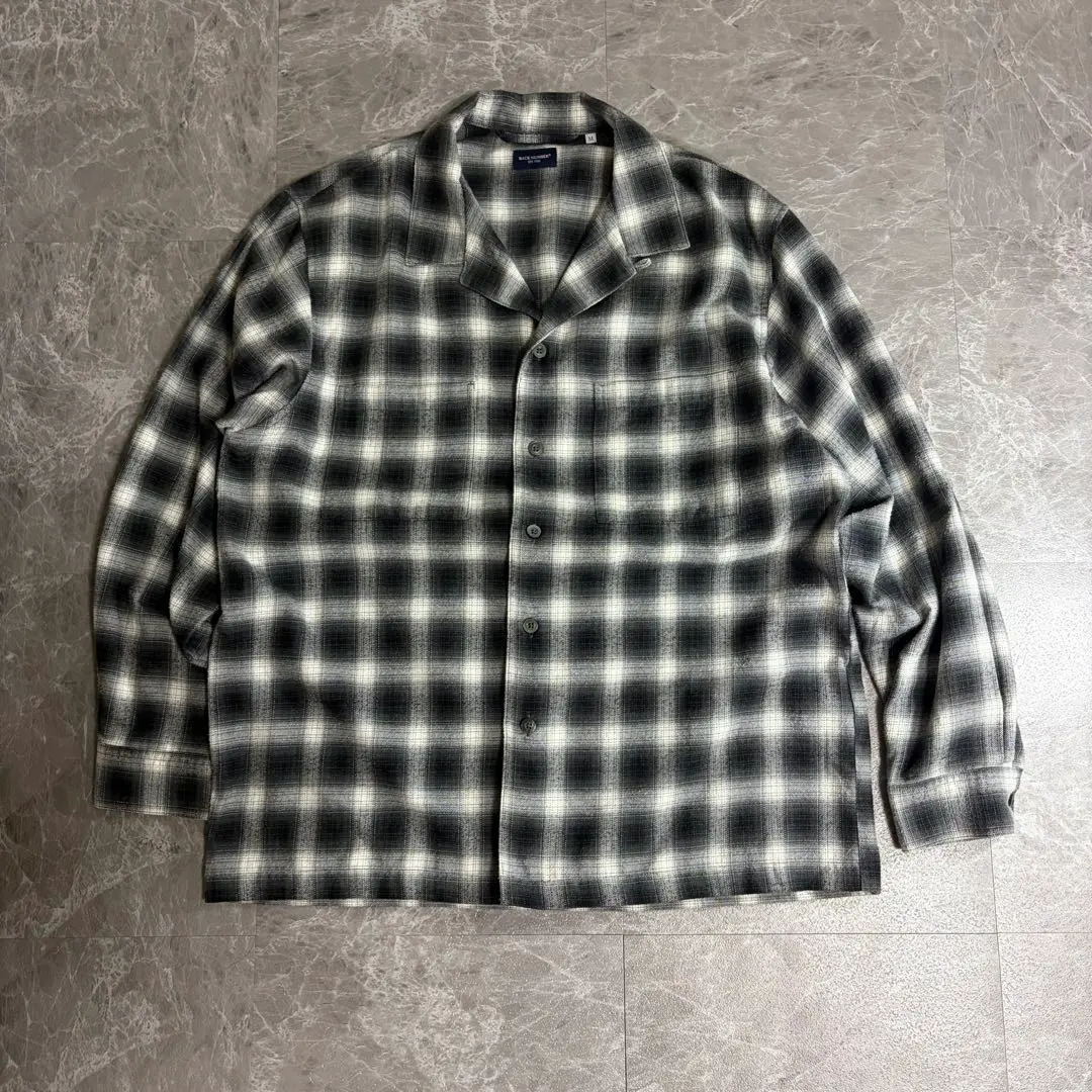 Thumbnail of Ombre check, shadow check, black, check shirt, open collar shirt