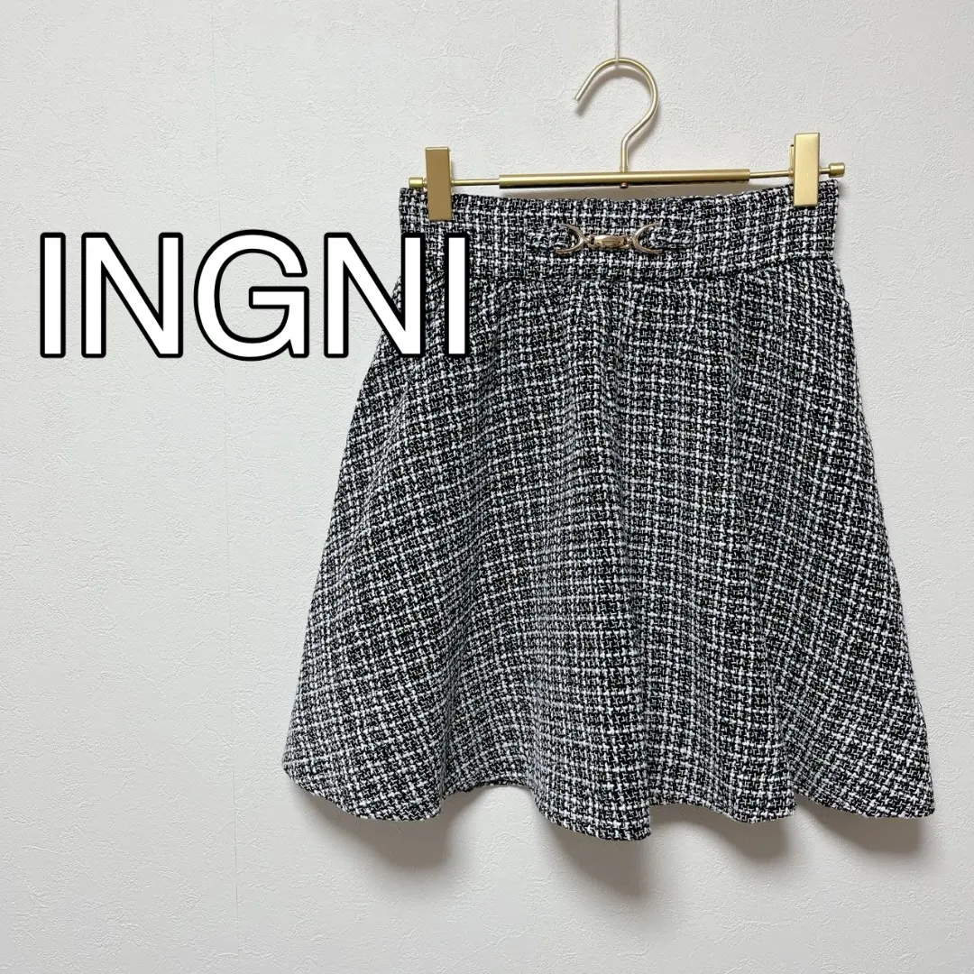 Thumbnail of INGNI Checkered Tweed Skirt Flare Skirt