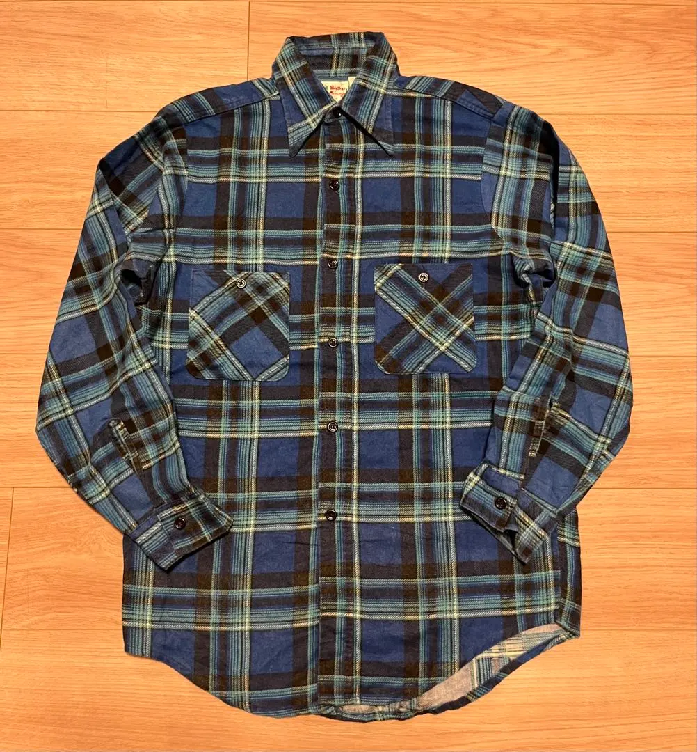 Thumbnail of 70s FIVE BROTHER Flannel Shirt with Print, Size 14