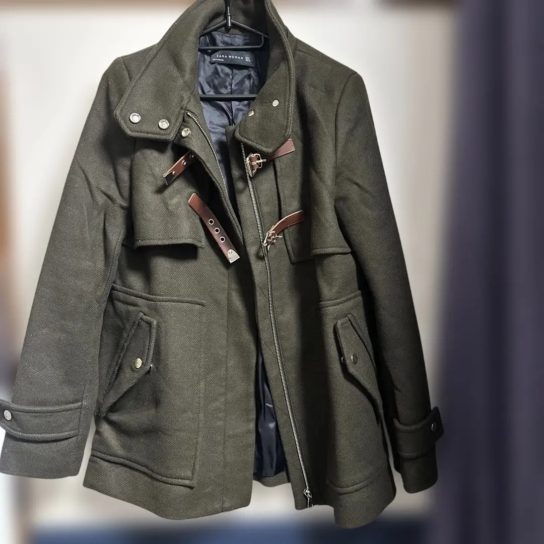 ZARA WOMAN 橄欖綠 雙排扣大衣 S 的縮圖