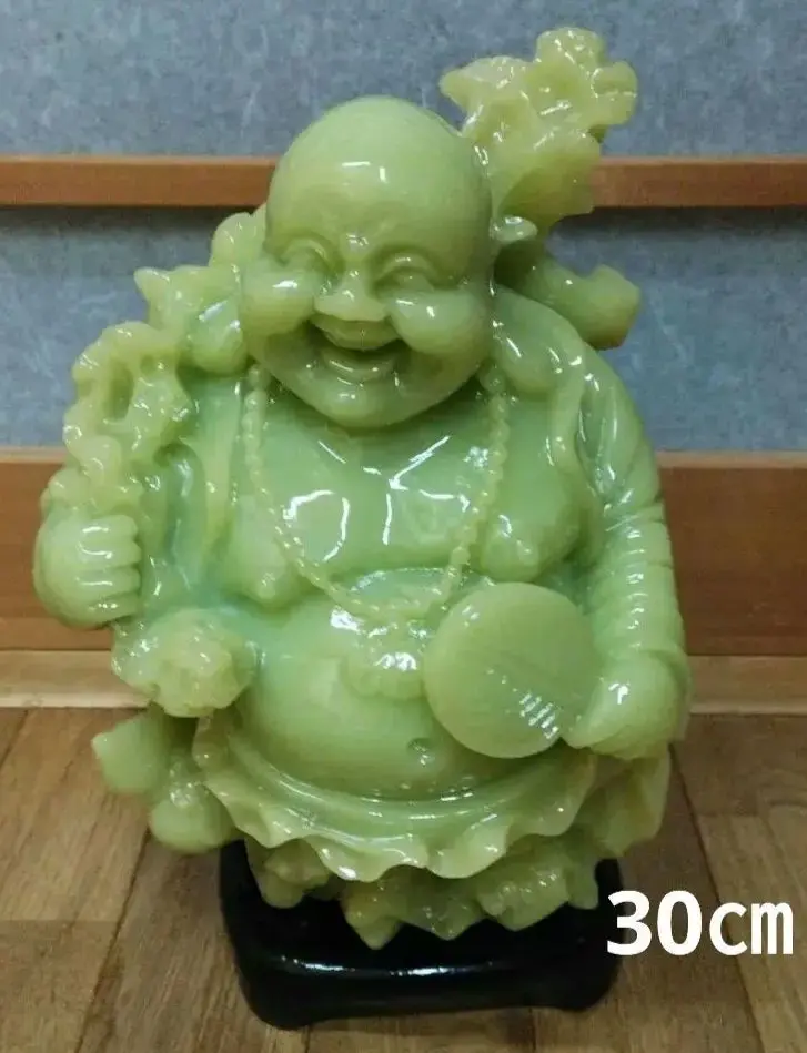 翡翠 布袋様 置物 中古 縁起物