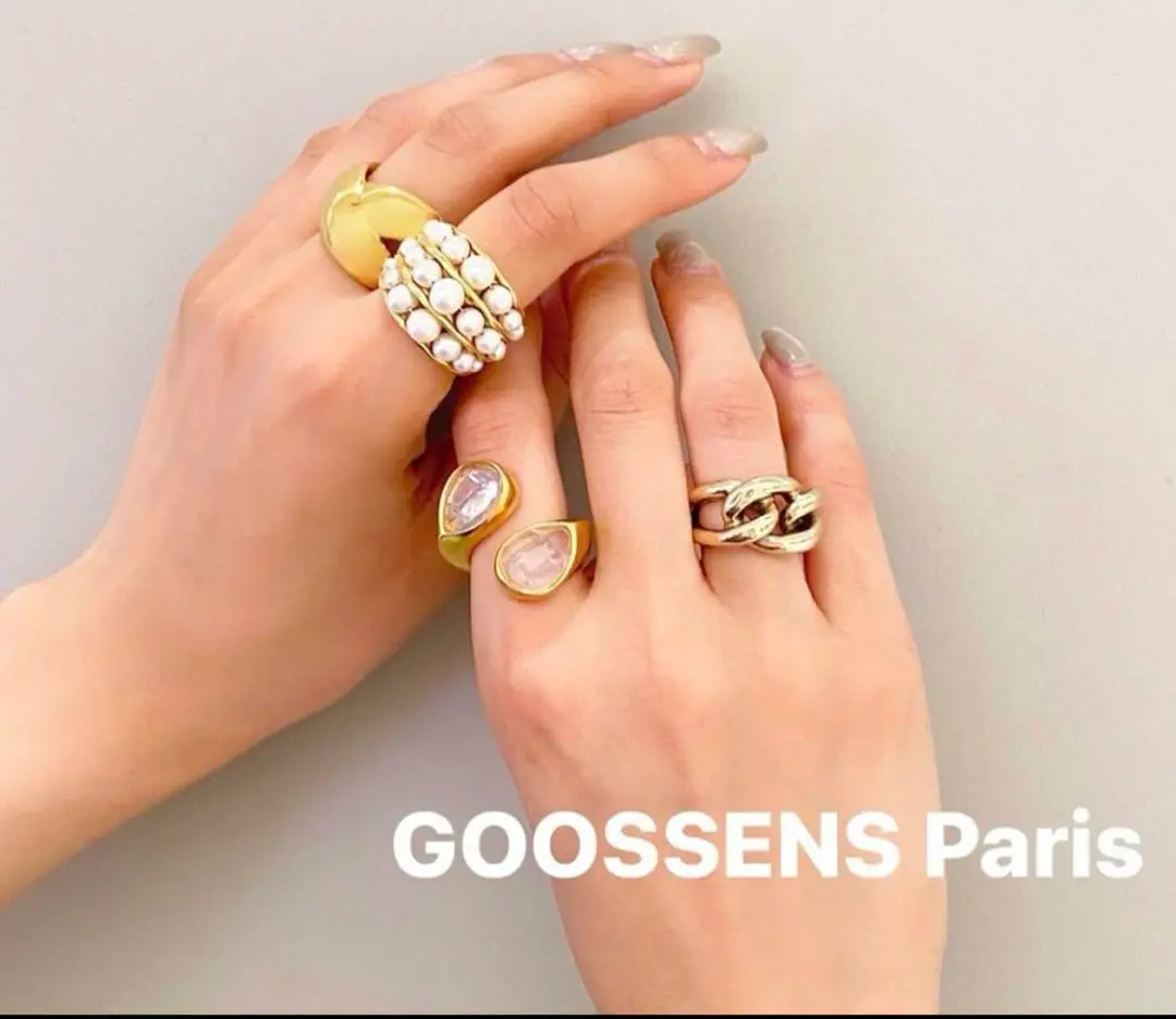 Goossens Paris 赤い石の装飾的な金属リング GOOSSENS PARIS グーセンスパリ リング Mini Cabochons Ring
