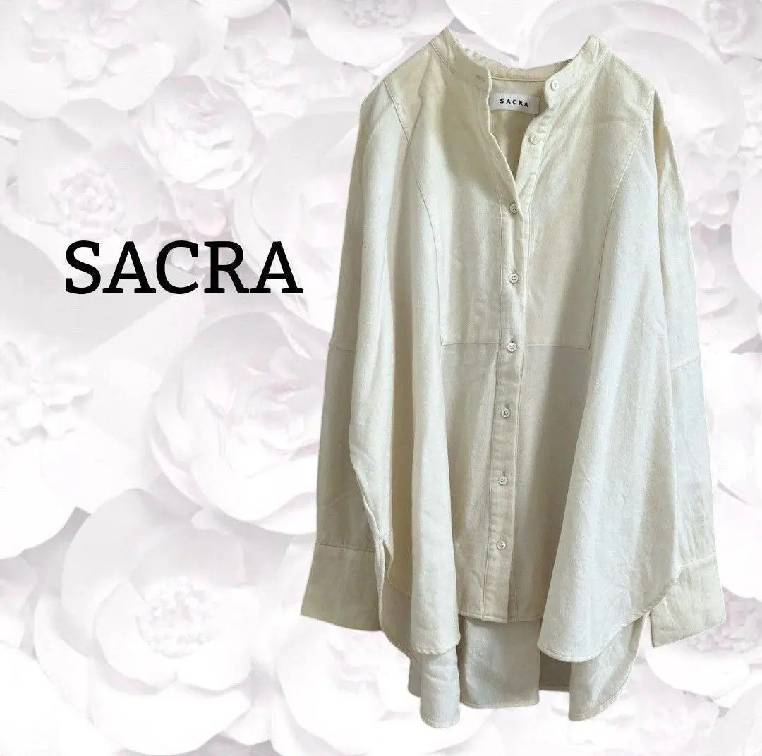 『SACRA』襯衫/罩衫 大廓形 領口有帶【F】象牙白 的縮圖