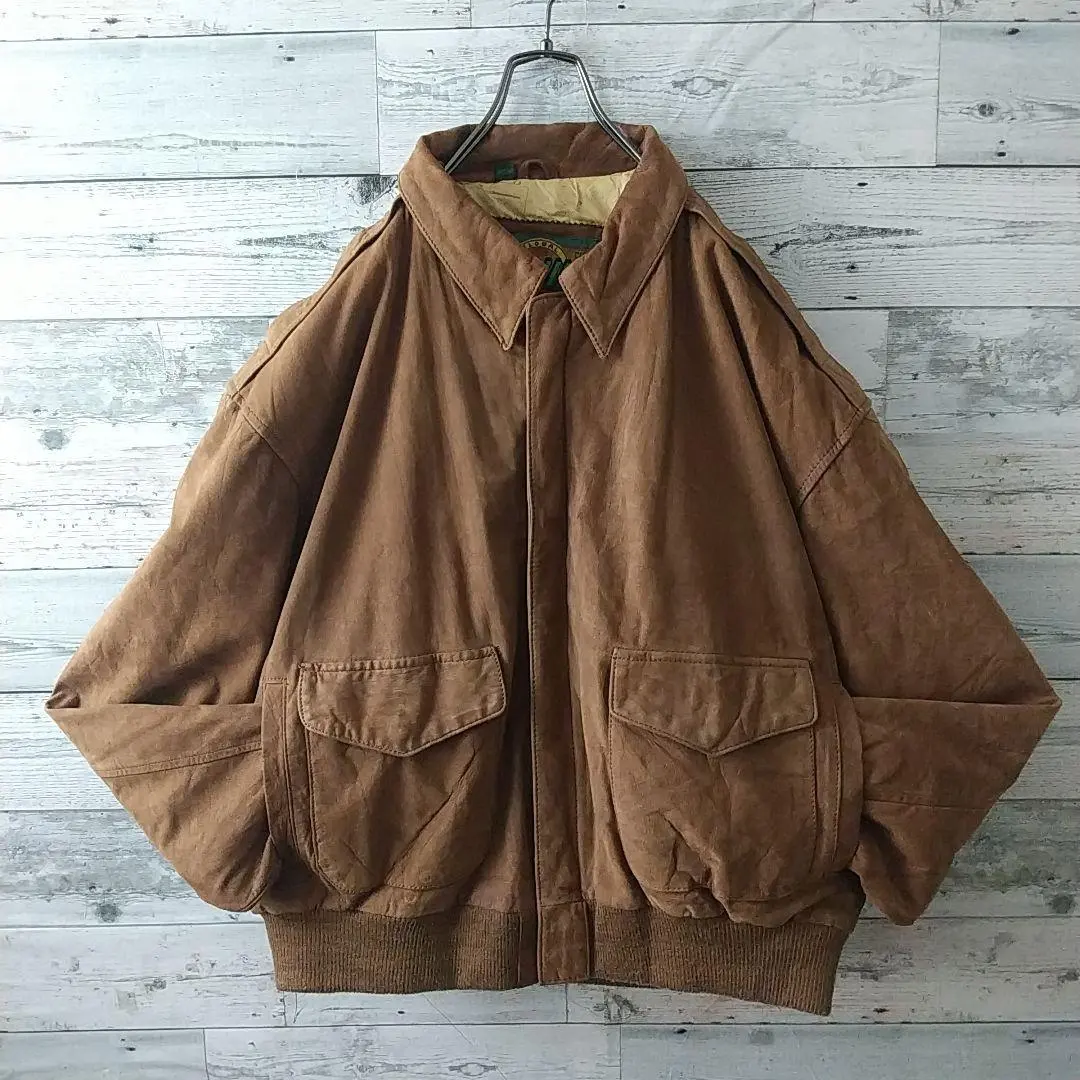 柔軟真皮 真皮 裏襯全花紋 內襯填充 A-2 皮夾克 XL 的縮圖