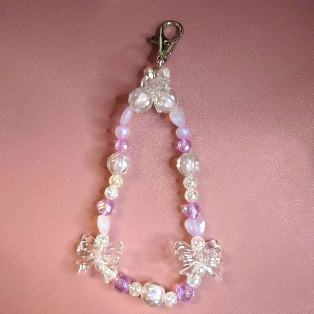 Thumbnail of Beaded Butterfly Motif Smartphone Shoulder Strap, Approximately 15cm