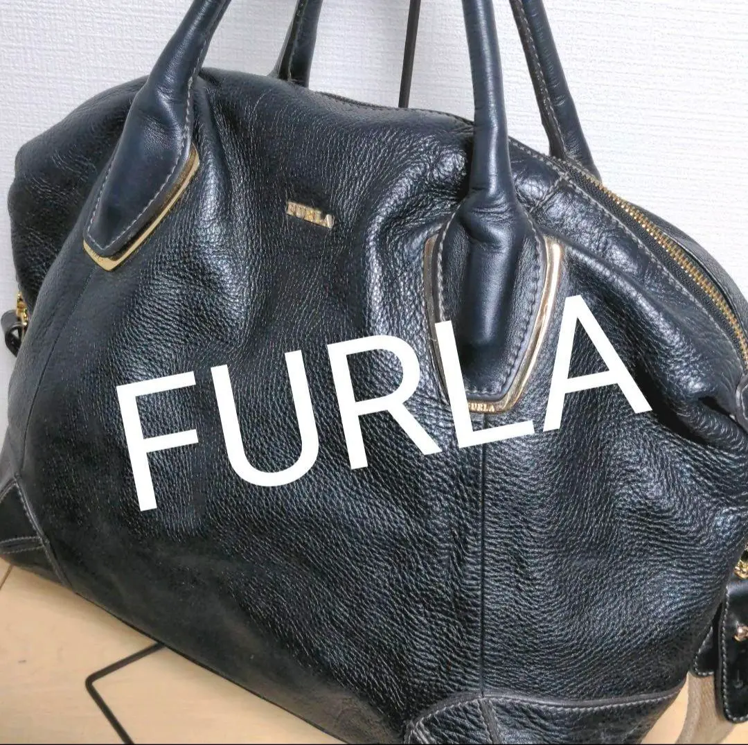 Thumbnail of bd38. FURLA 2-way shoulder bag, black, genuine leather