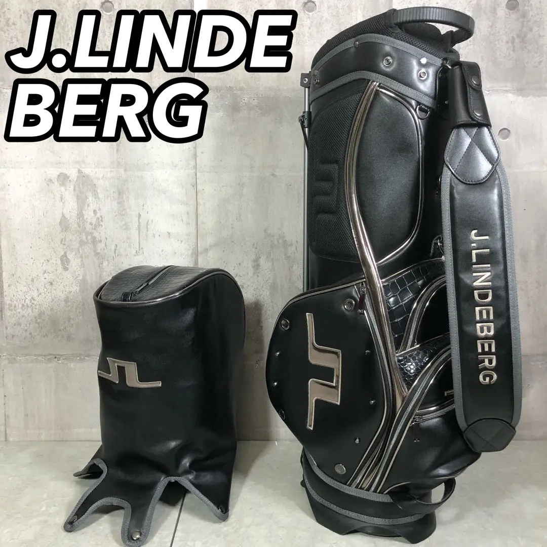 【けそけそ】希少 J.LINDEBERG 黒 キャディバッグ J.LINDEBERG J.リンドバーグ キャディバッグ メンズ 黒 10インチ