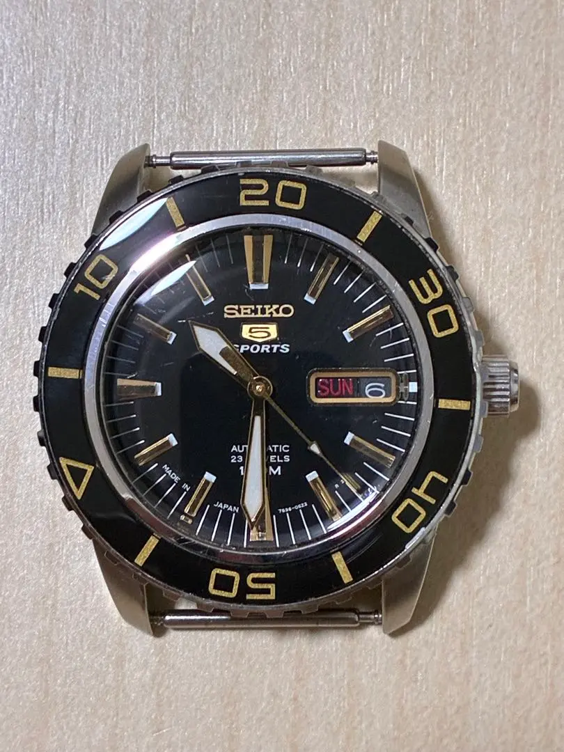 [鑑定済] SEIKO 5SPORTS 100M 23石　7S36-04B0 S😊LD) Seiko 5Sports Automatic 100m 23 Jewels 7S36-04B0