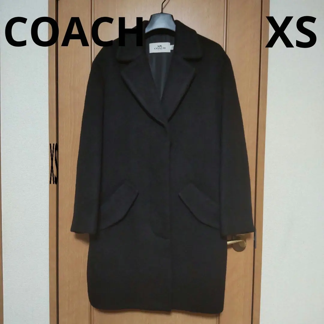 COACH 黒 チェスターコート ダブルボタン サイドスリットダブルボタンチェスターコート[ze759