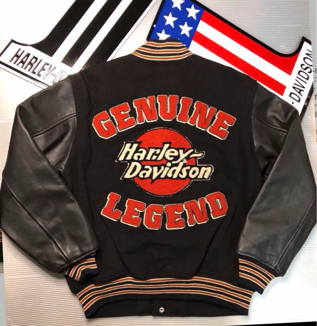 ⭐️90s⭐️HARLEY DAVIDSON シングルライダースジャケット　ワッペン 90s ハーレーダビッドソン レザー切り替えジャケット ワッペン