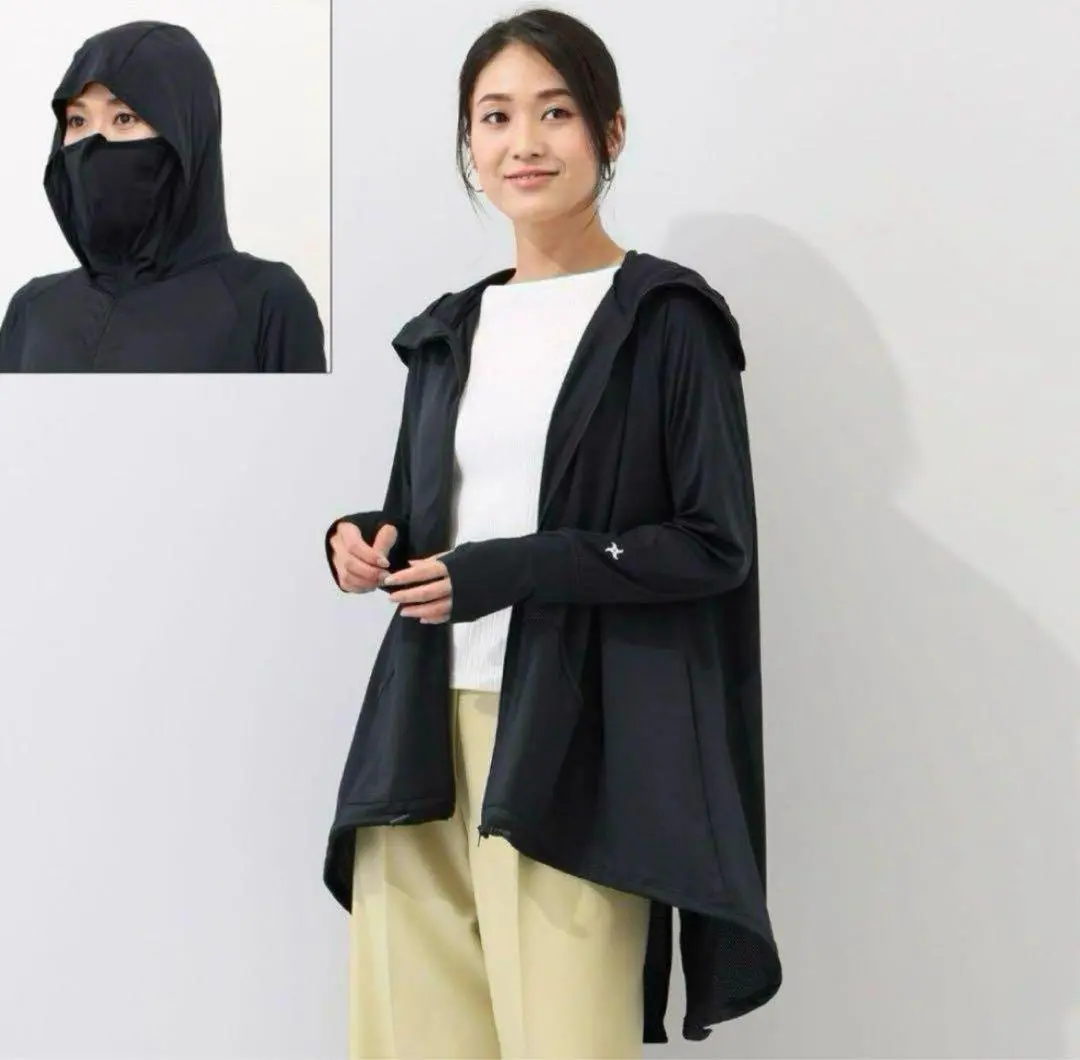 忍者パーカー クール 新リュクス ライトベージュ UVカット加工 忍者パーカー UVカット 肌の露出を抑える 忍者パーカークール