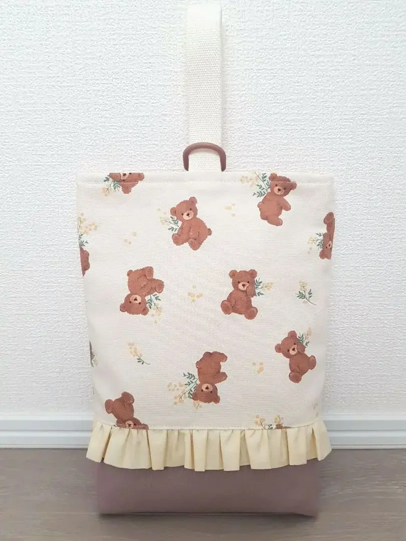 Thumbnail of U-88 Handmade Uwabaki Bag / Shoes Bag for Kindergarten/School - Bear - Lavender