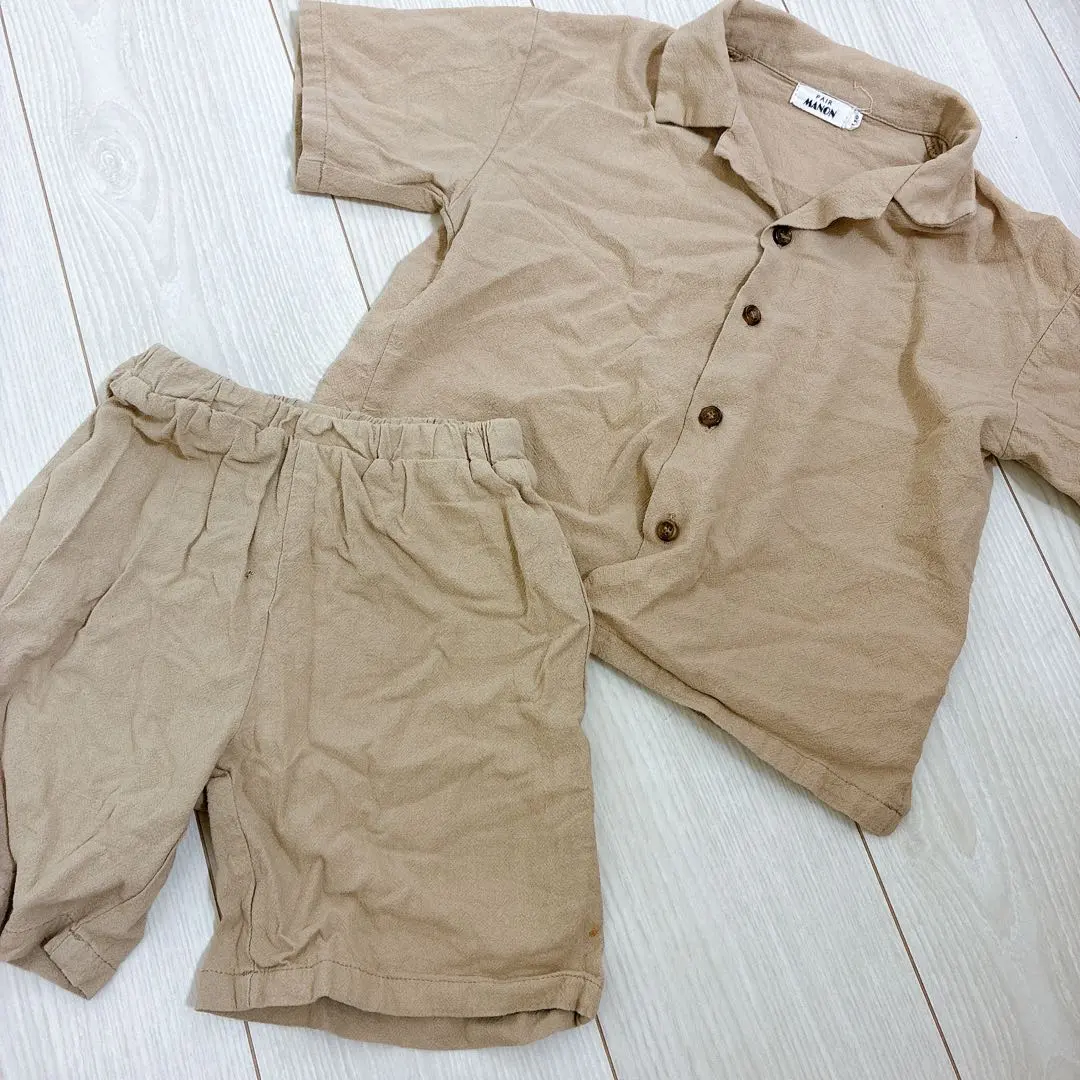 PAIRMANON ペアマノン 兒童套裝 襯衫 米色 110cm 的縮圖