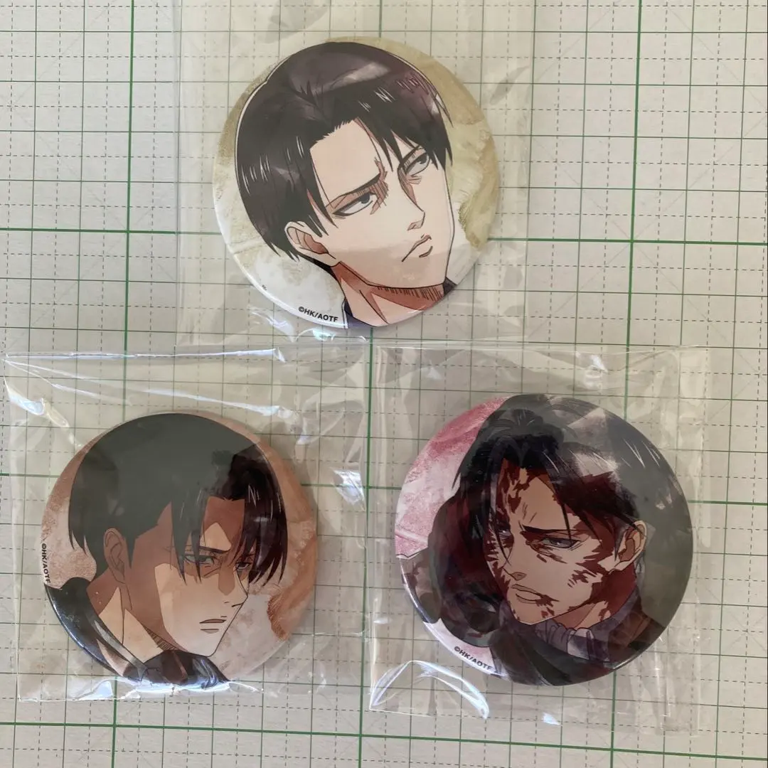 進擊的巨人 里維 角色徽章收藏 artpic 暖色系 3個一組 的縮圖