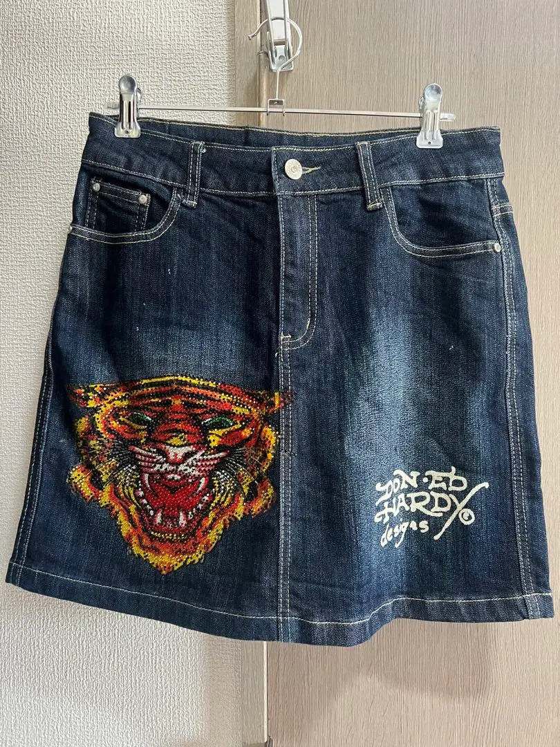 Ed Hardy エドハーディー デニム ミニスカート 花 Ed Hardy エドハーディー デニム ミニスカート 花 (Ed Hardy