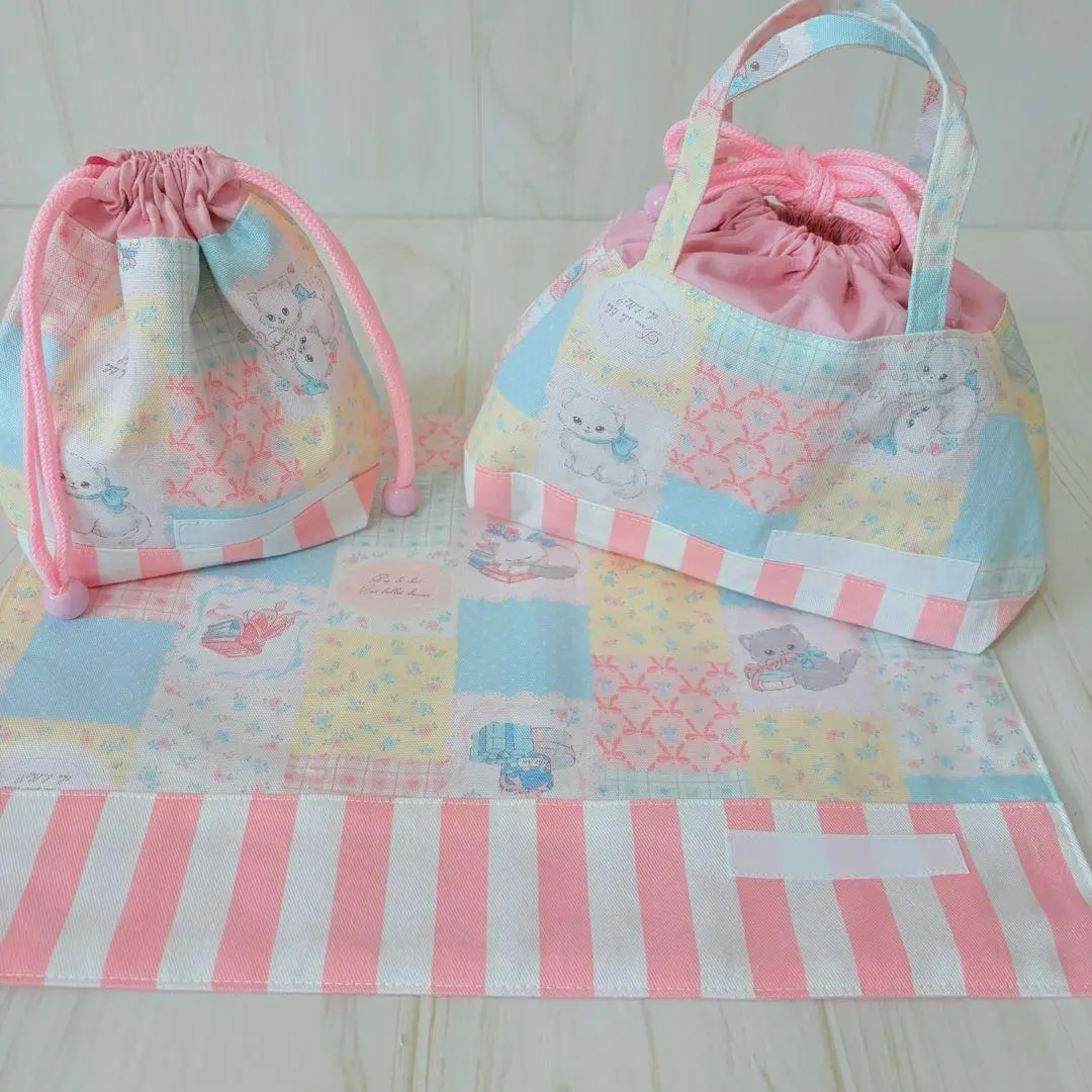 Thumbnail of Cat Patchwork Pattern Bento Bag, Cup Bag, Placemat