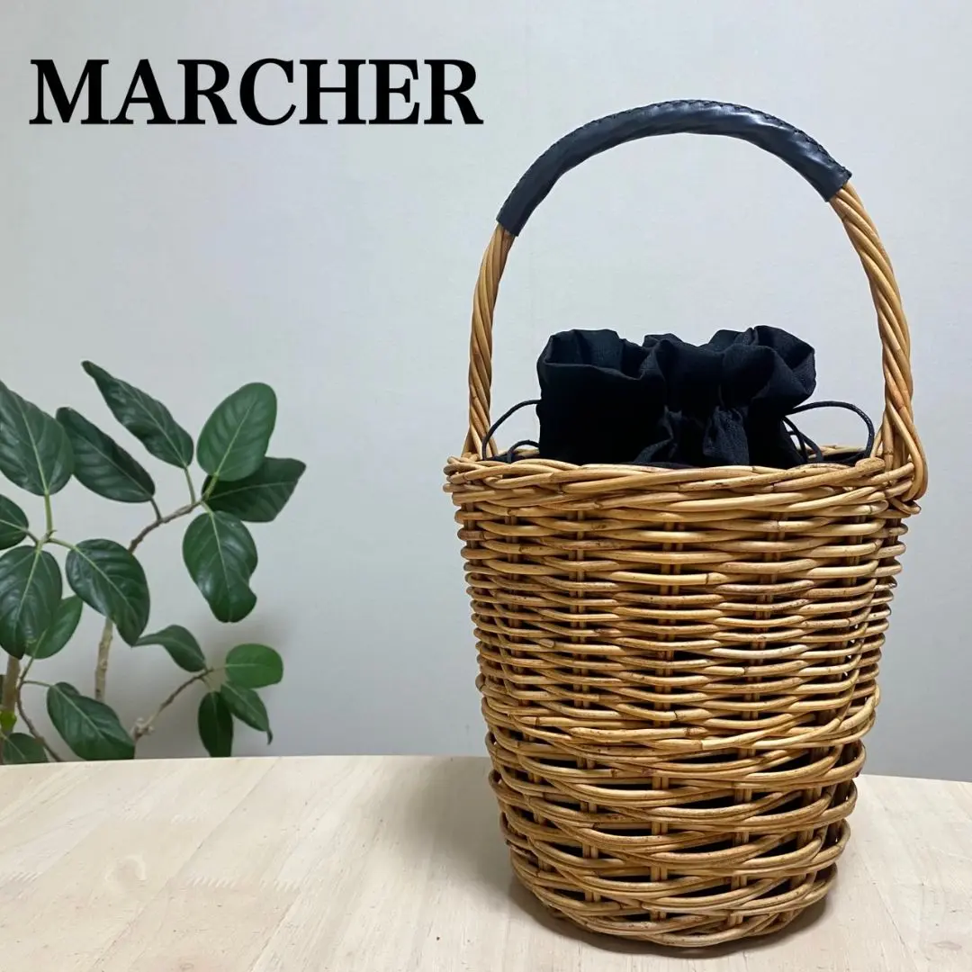 【ほぼ新品】MARCHER マルシェ　丸紐バスケット 2025年最新】マルシェ レディース ハンドバッグの人気アイテム