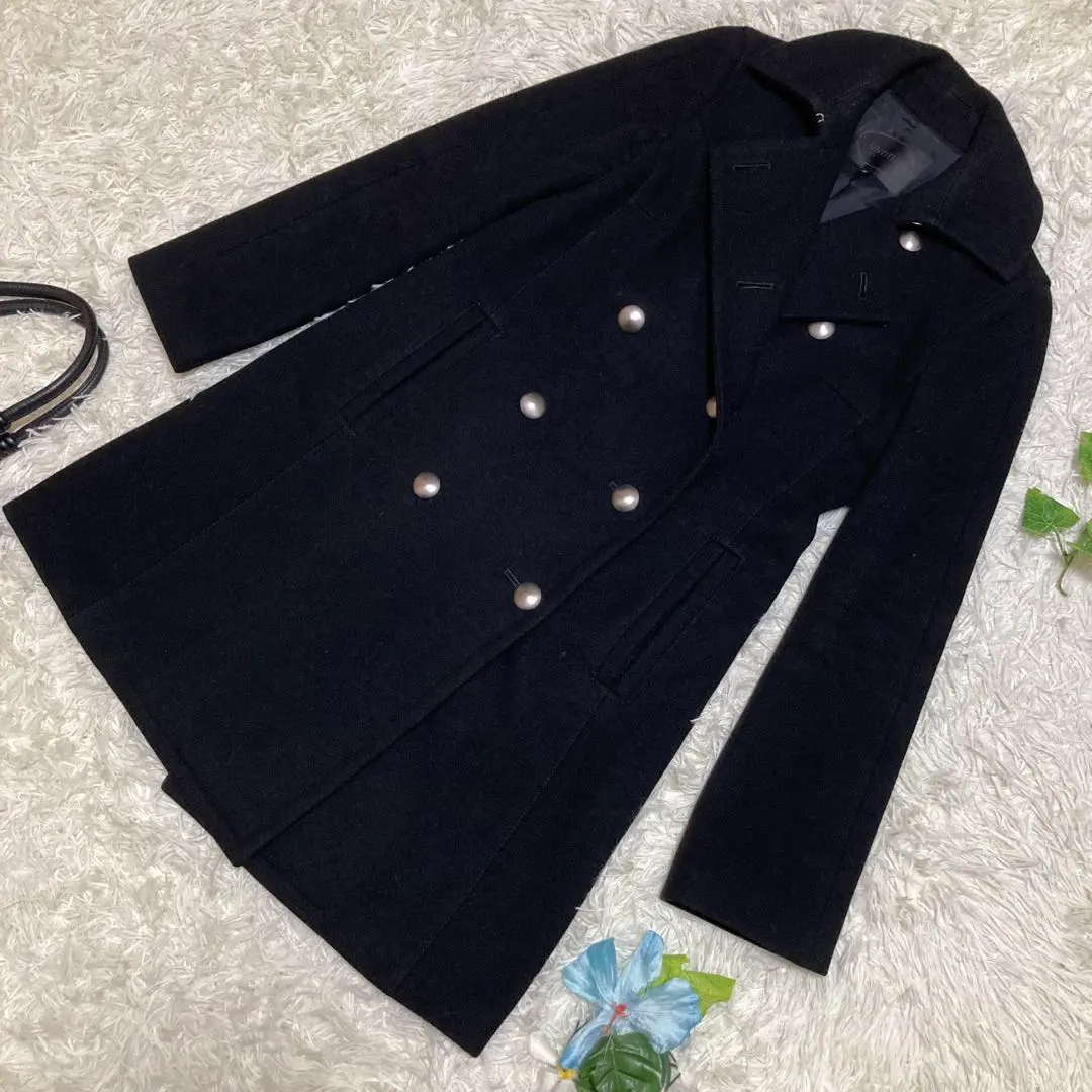 Thumbnail of Excellent Condition UNTITLED Long Coat Black Double-breasted Wool 100% Size 2 (M)