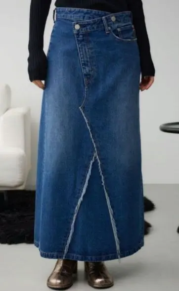 Thumbnail of AZUL DENIM Cross Waist Blue Denim Skirt, Size S