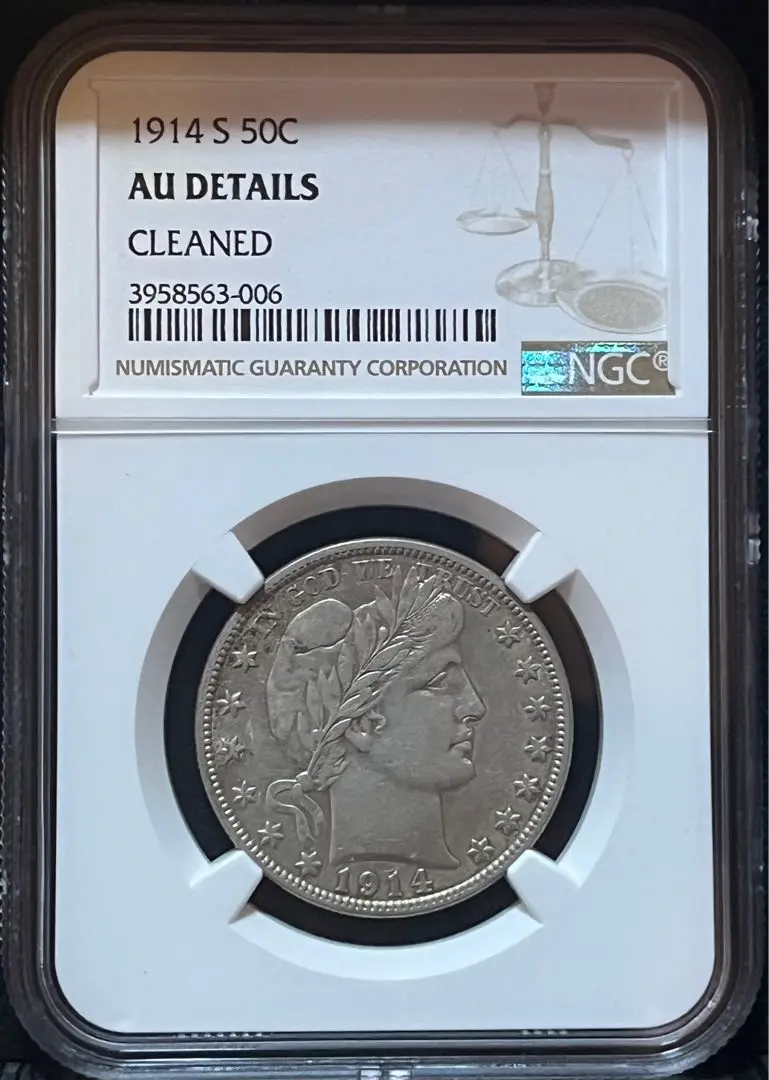 『NGC AU DETAILS』アメリカ バーバーハーフダラー銀貨(1914年) NGC AU DETAILS』アメリカ バーバーハーフダラー銀貨(1914年)