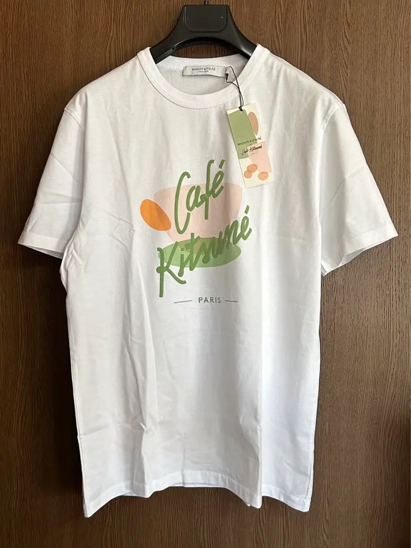 希少L】メゾンキツネ スウェット 刺繍 ベージュ Cafe kitsune