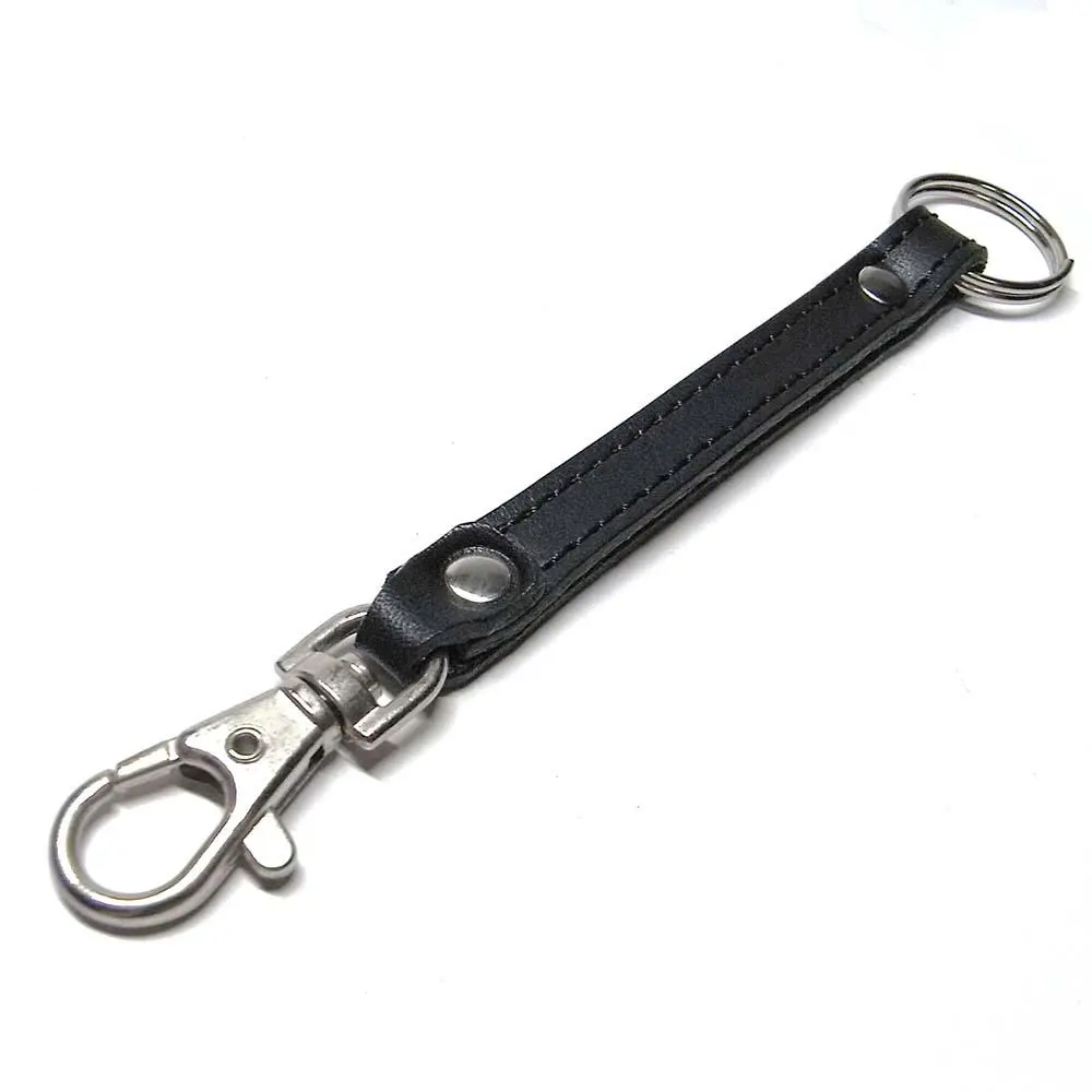 Thumbnail of Black Leather Double Ring Key Holder Handmade Genuine Leather Leather Goods