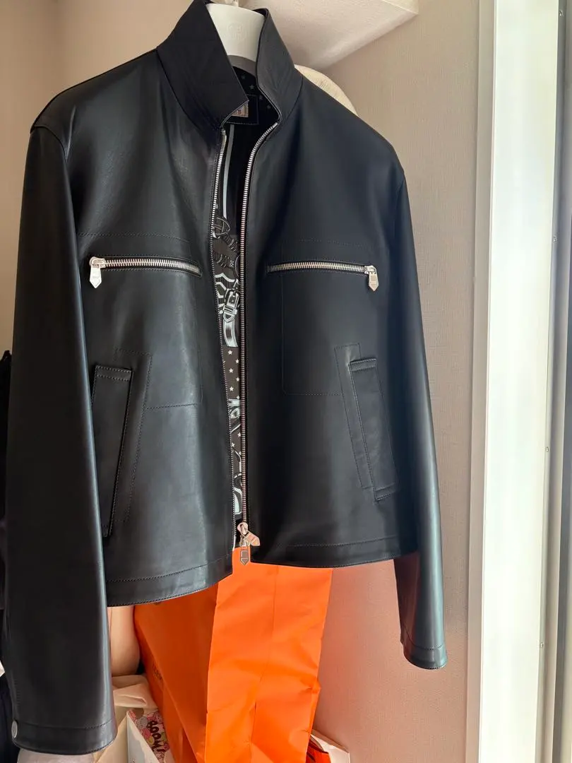 HERMES エルメス ナイロンレザーライダースブルゾン 正規品 高級 上品 2025年最新】HERMES メンズ レザージャケット・ライダースの人気