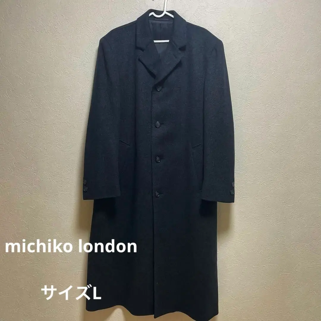 【美品】ミチコロンドンコシノ チェスターコート カシミヤ混 大きいサイズ 美品】ミチコロンドンコシノ チェスターコート カシミヤ混