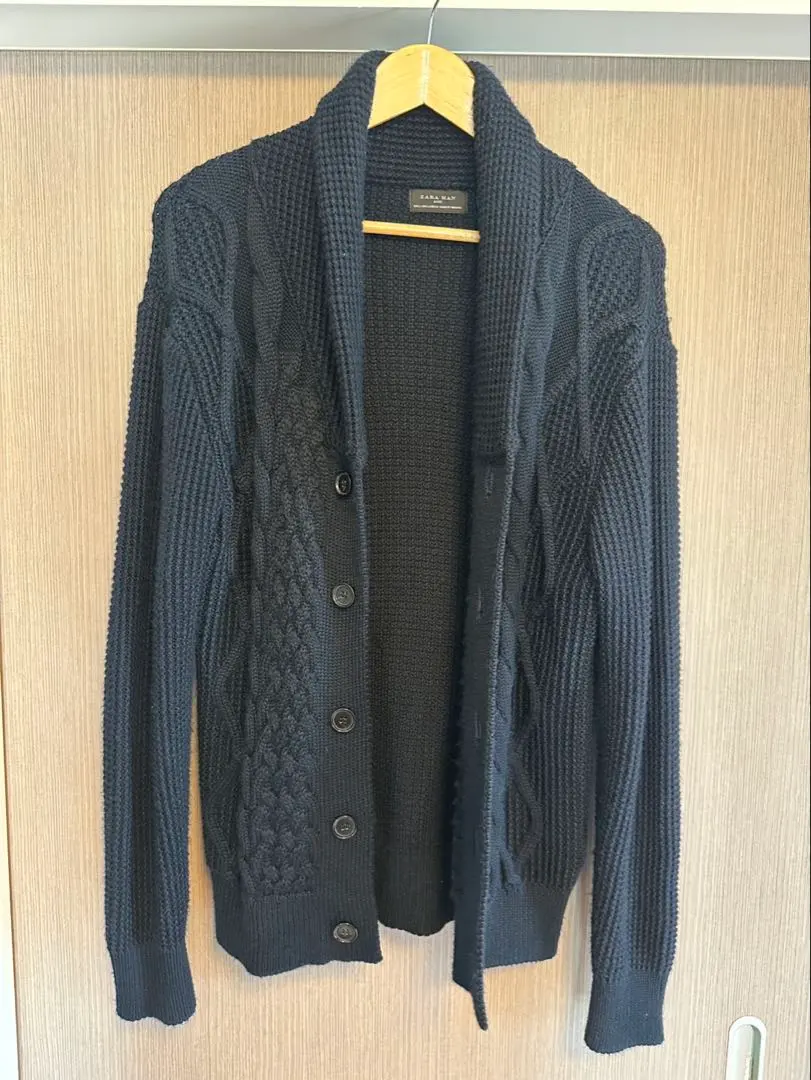Thumbnail of ZARA MAN Navy Cable Knit Cardigan L