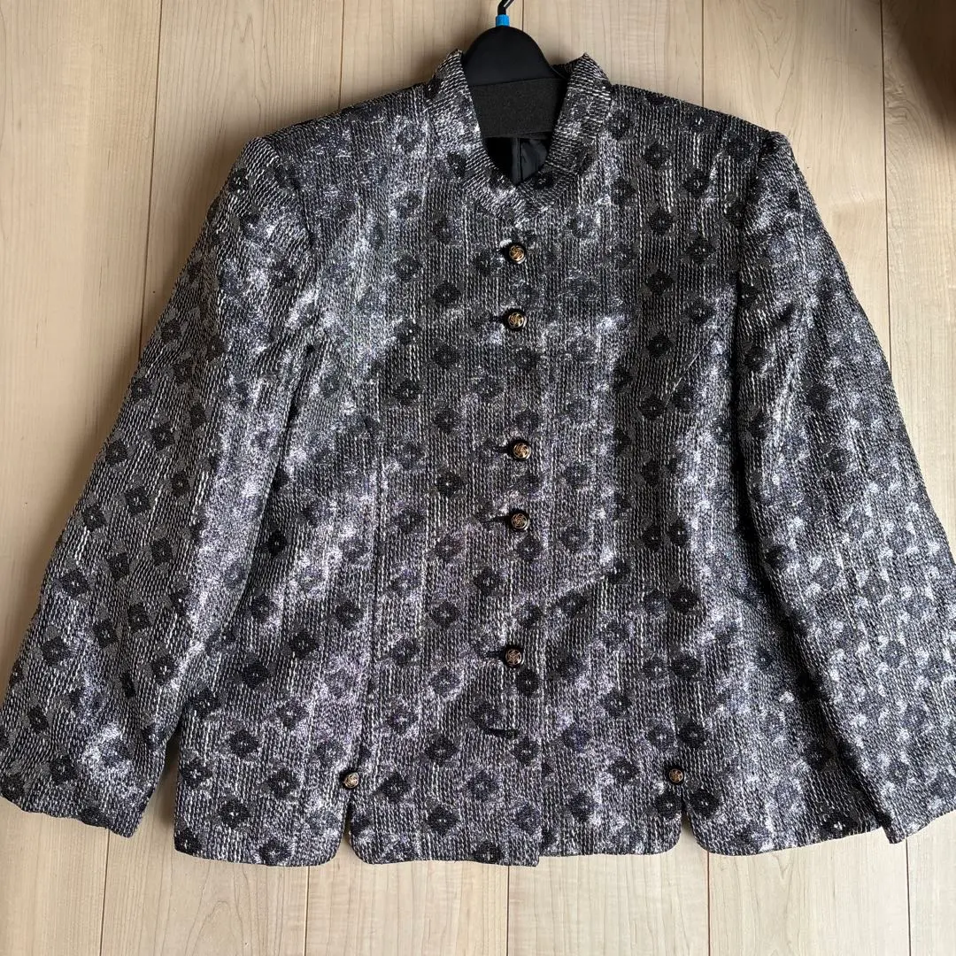 Thumbnail of Silver black button-up jacket