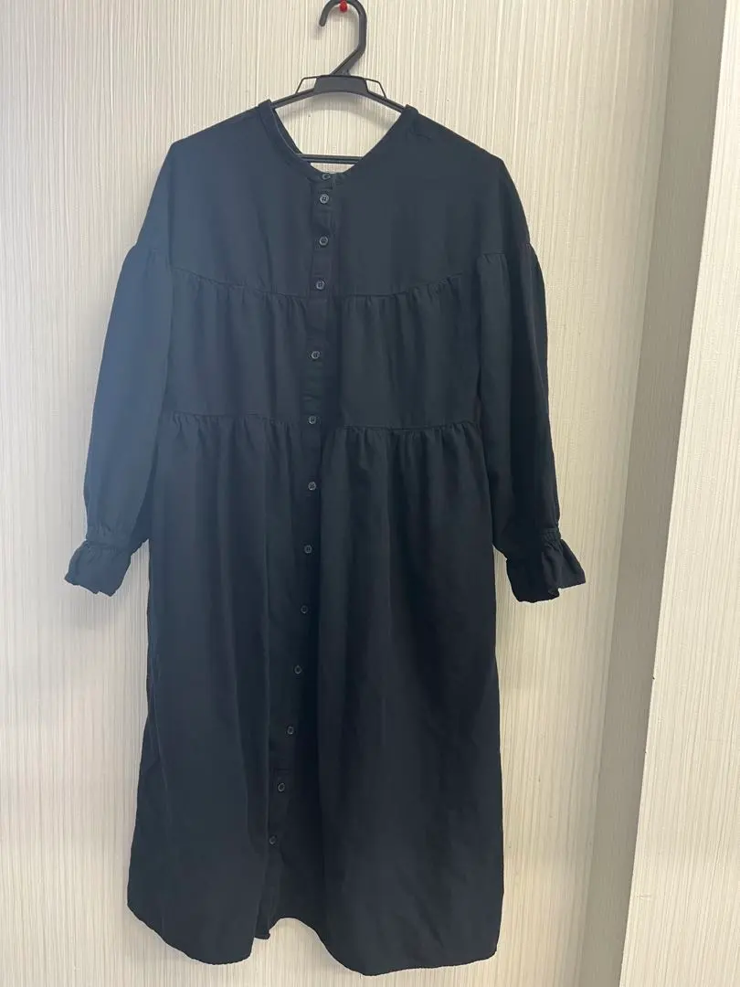 Thumbnail of Black shirt dress, long sleeves, button-down