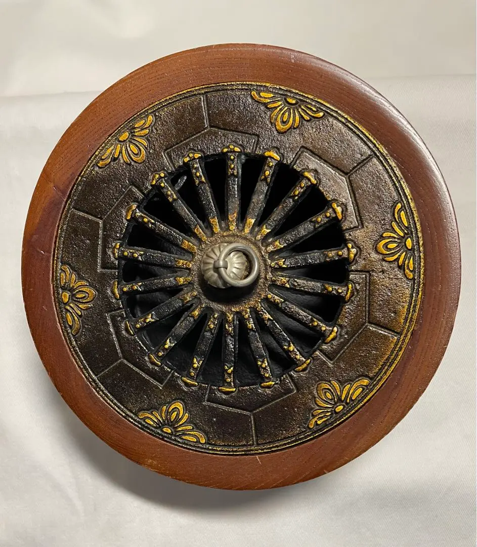 日本鋳鉄サイン入り 灰皿香炉喫煙具 金属工芸品 博堂 御所車 昭和レトロ