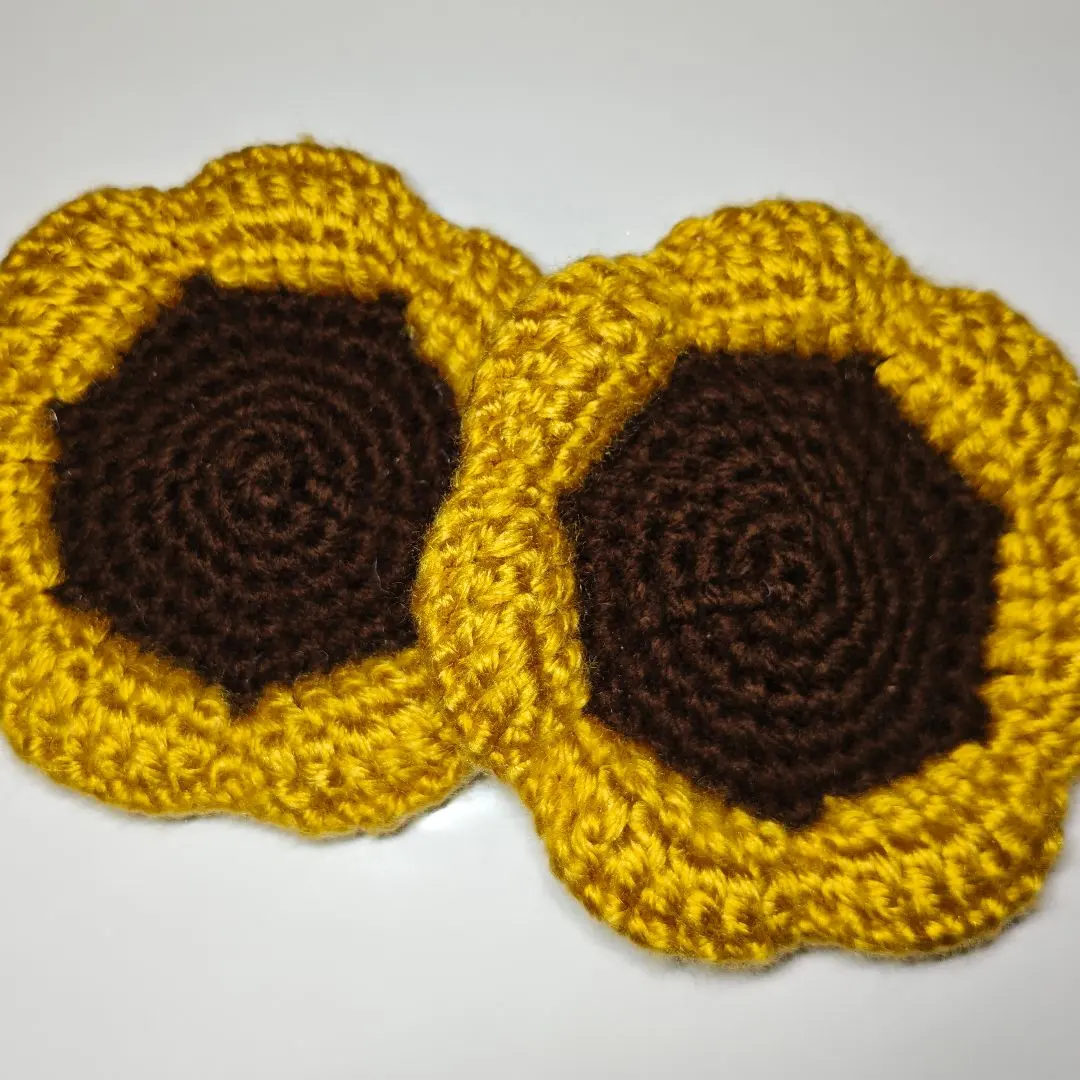 Thumbnail of Handmade Crochet Sunflower Coasters, Set of 2, Summer, Natural