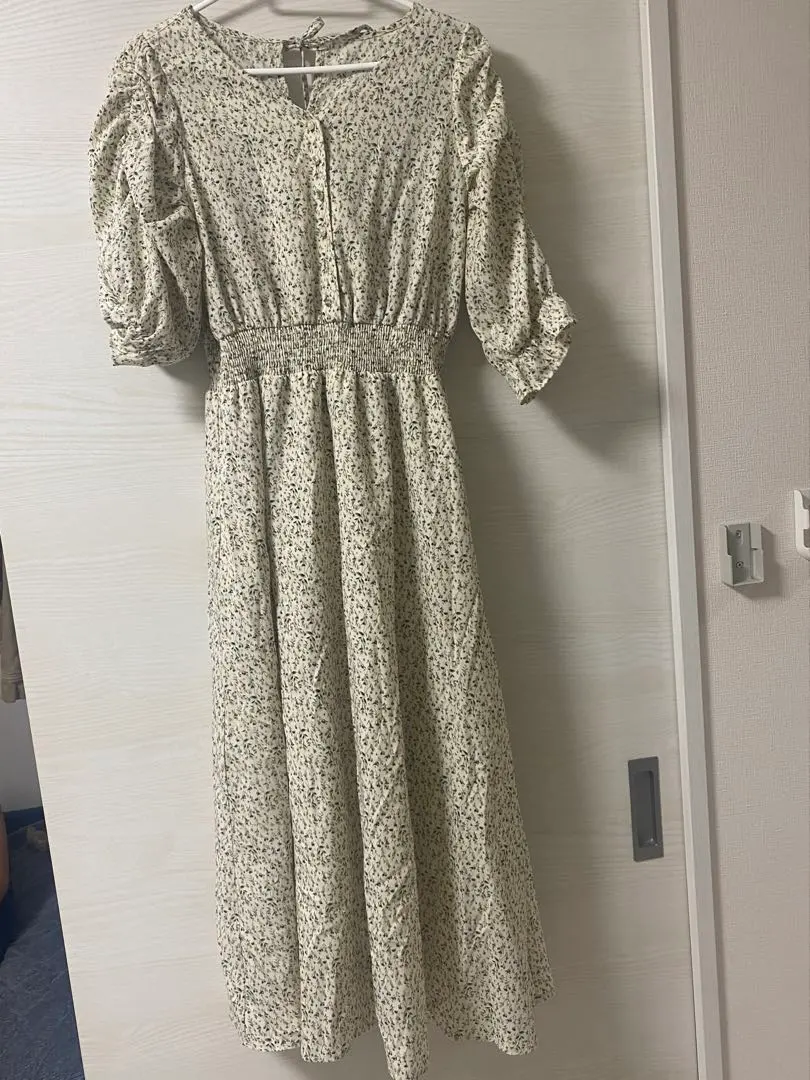 Thumbnail of As know as pinky One-piece dress, floral pattern, white