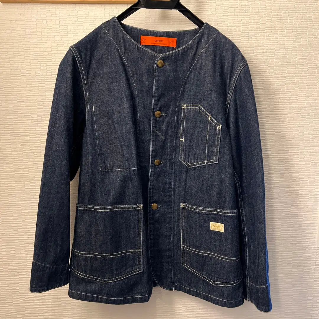 【返品?交換対象商品】 GO デニムストライプジャガードコンフォードカーディガン WEST ジャケット・アウター