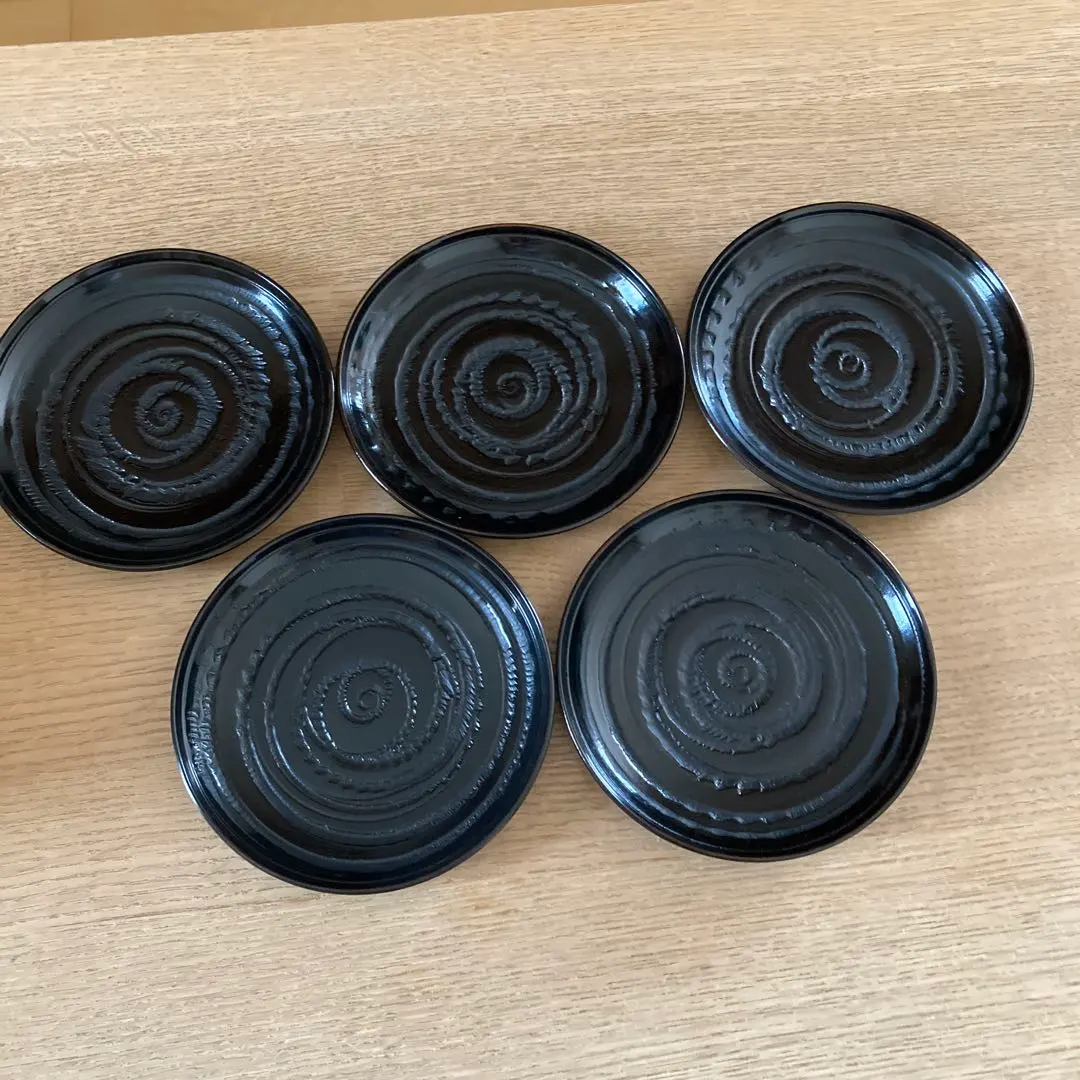 Thumbnail of Wooden Black Medium Plates, Set of 5