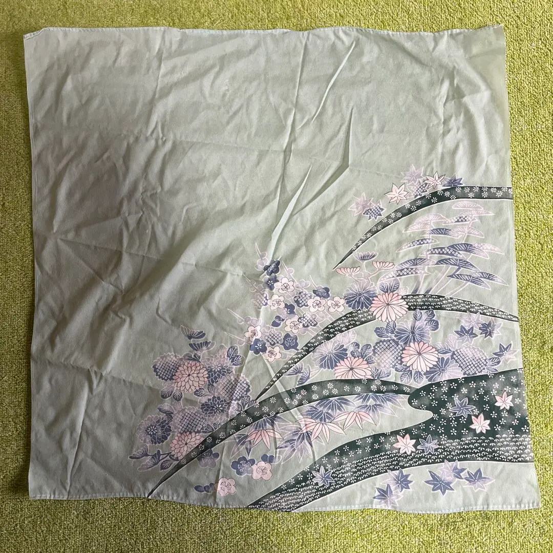 昭和復古 花紋風呂敷 綠色 約69cm x 69cm 適用於改造等 的縮圖