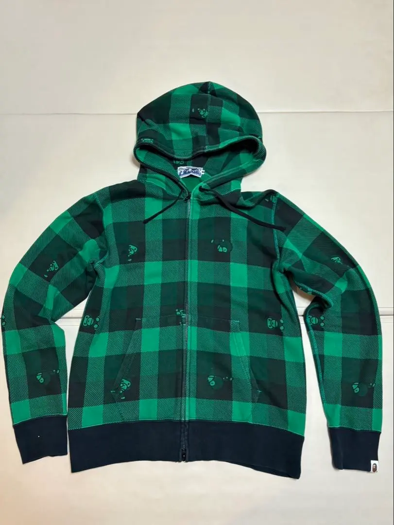 apee チェックパーカー　S A BATHING APE チェック ジップアップパーカー Sサイズ